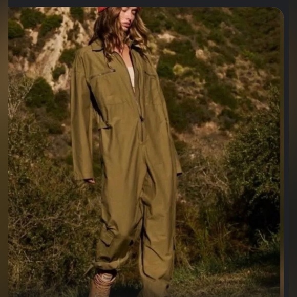 FREE PEOPLE fp movement olive army green Mesmerize Me Coverall jumpsuit size XS - Picture 3 of 16